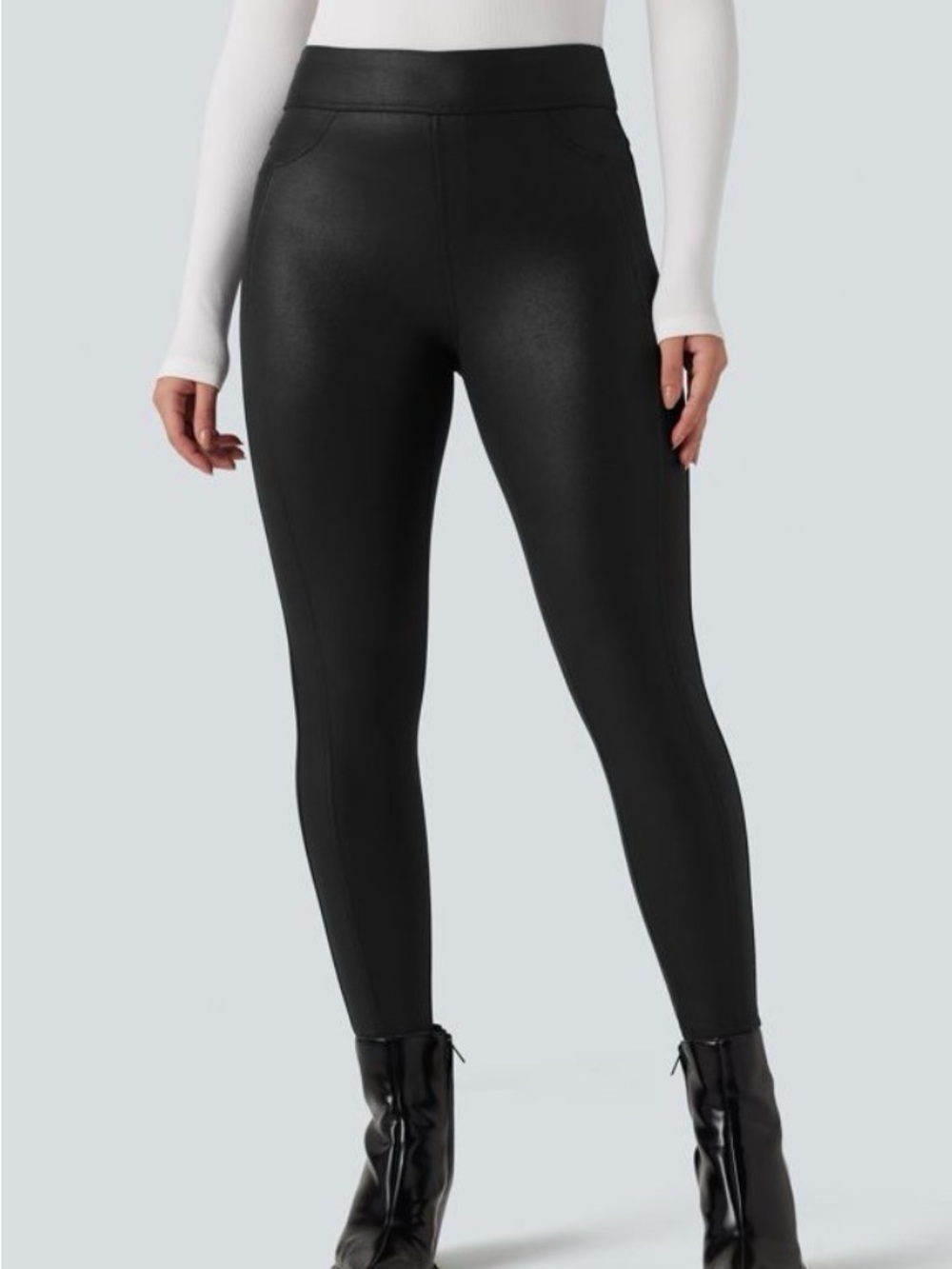HALARA Black Faux-Leather Leggings